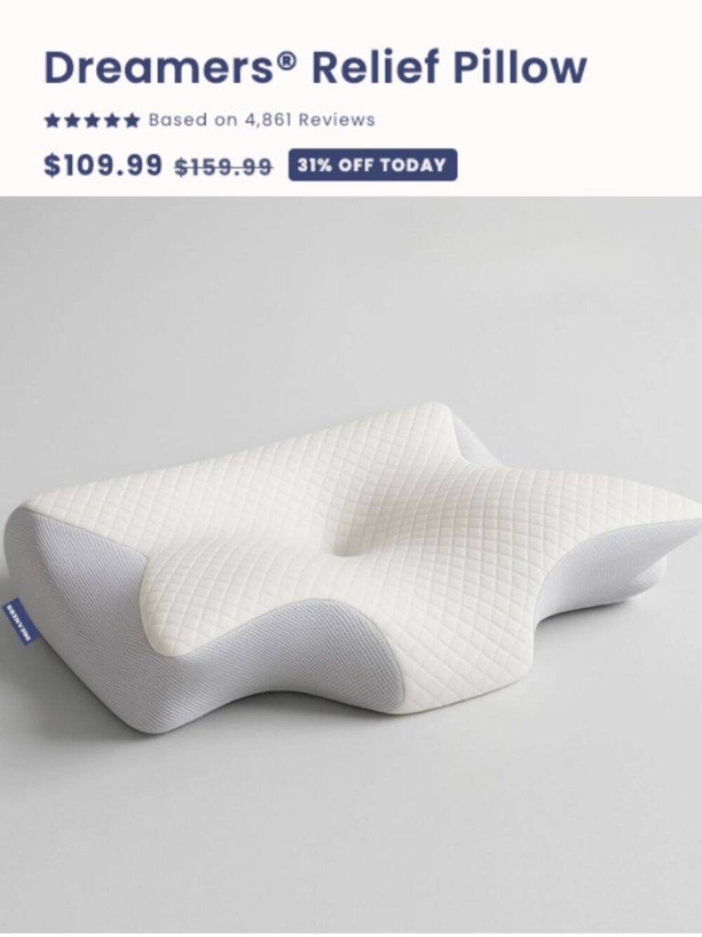 Dreamers Relief Pillows - 2 Pack New